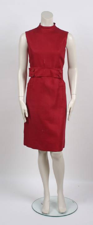 Norman Norell Red Linen Shift Dress