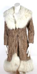 Ben Kahn Taupe Broadtail Coat Trimmed with Cream Fox
