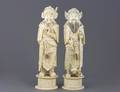 168 PAIR OF CARVED IVORY WARRIORS