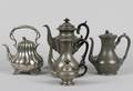 A Group of Five English Pewter Teapots
