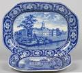 A Group of Two Staffordshire Blue Transfer Decorated Platters