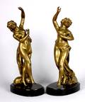 A Pair of Bronze Figures of Nude Women