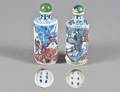 146 TWO BLUE AND WHITE PORCELAIN SNUFF BOTTLES
