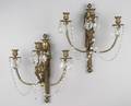 A Pair of French Empire Style Three Light Bronze Sconces