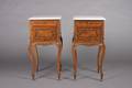 A Pair of Louis XV Style Marble Top Side Tables