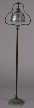 A Handel Bronze Harp Floor Lamp