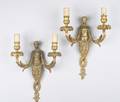 A Pair of Gilt Bronze Two Light Sconces