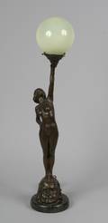 An Austrian Art Deco Figural Bronze Lamp Lorenzl
