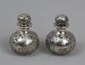 226 PAIR OF STERLING SILVER OVERLAID GLASS SCENT BOTTL