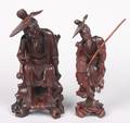 Two Chinese Carved Wood Figures of Fishermen