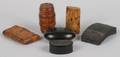 A Collection of Six Wooden Snuff Boxes