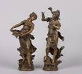 A Pair of Cast Metal Figures of Maidens after F Moreau