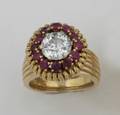A Ladys Yellow Gold Diamond and Ruby Ring