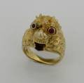 A Ladys 14 Karat Yellow Gold and Ruby Ring