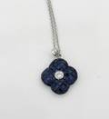 A Ladys 18 Karat White Gold Blue Sapphire and Diamond Pendant