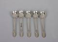 A Group of Five Danish Silver Mocha Spoons Evald Nielsen