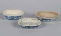 Three Japanese Blue and White Porcelain Low Bowls