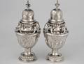 215 PAIR OF EARLY GEORGE III STERLING SILVER CASTERS
