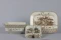 An English Transfer Printed Covered Tureen on a Stand