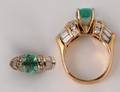 213 EIGHTEEN KARAT GOLD DIAMOND AND EMERALD RING