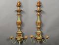 279 PAIR OF CARVED GILT AND PAINTED WOOD SCONCES