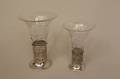 Two Etched  Sterling Overlay Vases