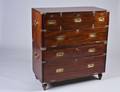 241 REGENCY STYLE MAHOGANY CAMPAIGN CHEST ON CHEST