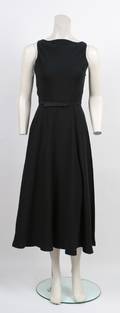 Paul Parnes Black Silk Crepe Day Dress