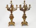413 PAIR OF LOUIS XVI STYLE GILT BRONZE SIX LIGHT CAND