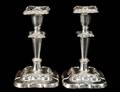 409 PAIR OF GEORGE V STERLING SILVER TAPER STICKS