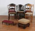An Assembled Group of Six Chairs and Two Stools