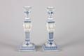 A Pair of Royal Copenhagen Neoclassical Style Blue and White Porcelain Candlesticks