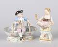 A Group of Two Meissen Porcelain Figural Open Salts