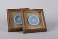 A Group of Two Framed Wedgwood Light Blue Jasperware Plates