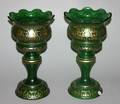 A Pair of Bohemian Green Glass Lustres