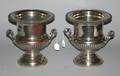 A Pair of Neoclassical Style Silver Plate Urns