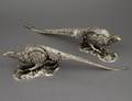 245 PAIR OF SILVER PLATED FIGURES OF PHEASANTS