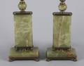 A Pair of Bronze Mounted Green Onyx Table Lamps