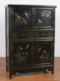 A Chinese Black Lacquer and Hardstone Inlaid Cabinet