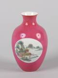 A Chinese Pink Glazed Baluster Form Vase