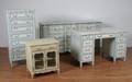 A Suite of French Provincial Blue and White Painted Bedroom Furniture