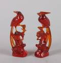 A Pair of Chinese Amber Composite Figures of Birds