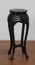 A Chinese Carved Hardwood Marble Top Side Table