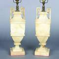 A Pair of Alabaster UrnForm Table Lamps