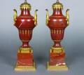 A Pair of Louis XV Style GiltBronze Mounted Rouge Marble Urns