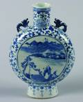 A Chinese Blue and White Porcelain Moon Flask