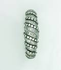 A Ladys Platinum and Diamond Hinged Cuff Bracelet with Concealed Watch Gubelin