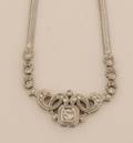 A Ladys 14 Karat White Gold and Diamond Necklace