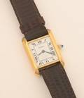 A Ladys Gold Plated Vermeil Tank Style Wristwatch Cartier