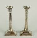 A Pair of Elizabeth II Silver Column Form Candlesticks Sheffield